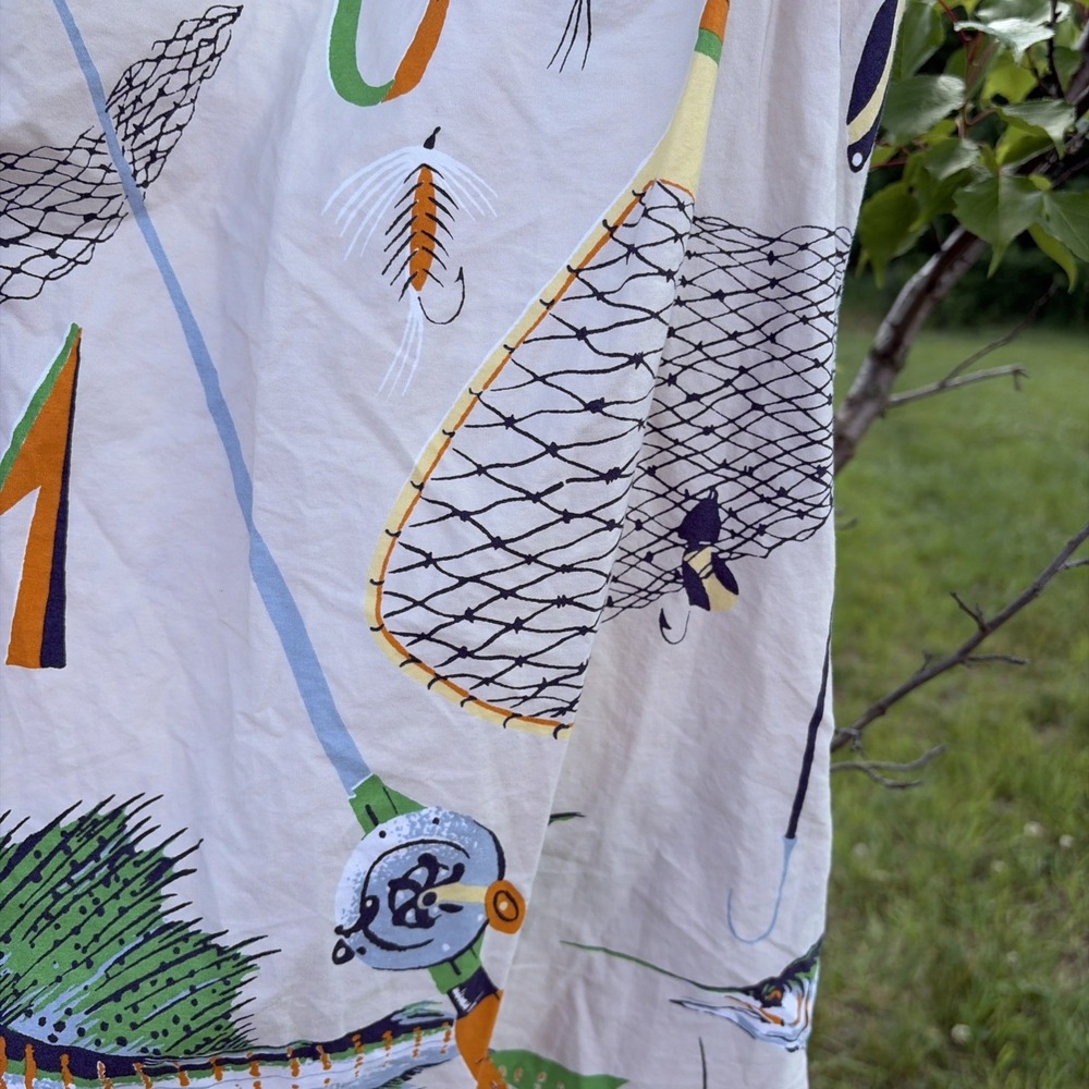 J.CREW Fishing Print Dress Size 4 Cotton Sundress Salt Water Fish Marlin Trout - Picture 4 of 16
